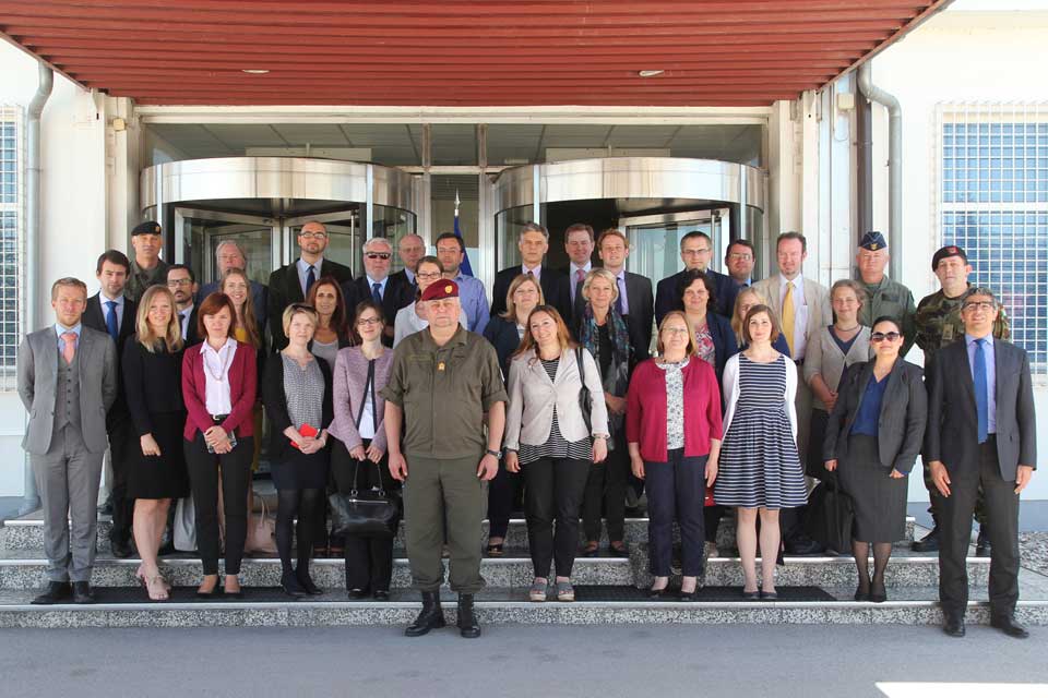 Commander (COM) of EUFOR, Major General Friedrich SCHRÖTTER with the working party on the Western Balkans Region (COWEB) outside HQ EUFOR.