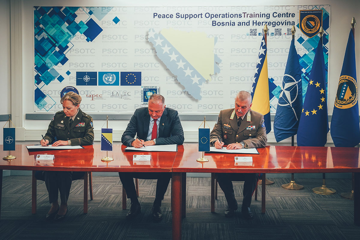 Signing ceremony of the Memorandum of Understanding (MoU) on the operating framework for the Peace Support Operations Training Centre (PSOTC) Camp Butmir