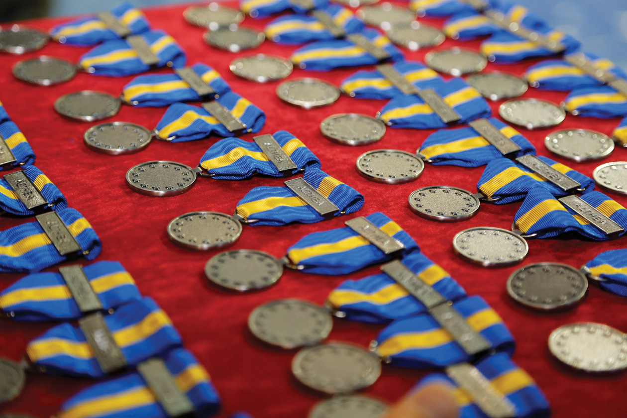 The Operation Althea medal was first presented in 2004 and is a version of the Common Security and Defence Policy Service Medal. It is inscribed with the Latin phrase “Pro pace unum”, which translates as “United for peace”. It is presented to all EUFOR troops who have served the requisite time on the mission.